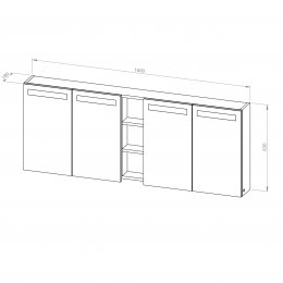 Hängeschränkchen Grande Plus 160 mit Spiegel, 4 Türen