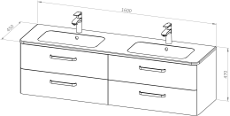 Base mobile CHARM 160 con doppio lavabo