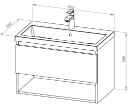 Base mobile BASIC PLUS 80 con lavabo