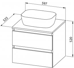 Omarica STELLA TOP 60 z nadgradnim keramičnim umivalnikom